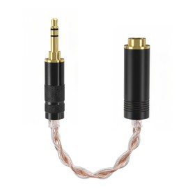 Geekria Apollo Balanced Connecting Cable, 3.5mm Triple Pole Stereo (Male) to 4.4mm Quad Pole Balanced (Female) Connection Cable, Replacement Plug Conversion Cable, 4 Core, 6.3 inches (16 cm) (4N OCC Monocrystalline Copper and Monocrystalline Silver Mix)