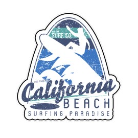 California Beach Surfing Paradise 6-Inch Vinyl Decal Sticker for Laptops, Water Bottles, Cars, Notebooks, and More – Durable, Waterproof, Weather-Resistant, Easy to Apply, and Long-Lasting