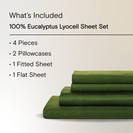 Sijo AiryWeight Tencel Sheet Set, 100% Lyocell Derived from Eucalyptus, Buttery Soft, Architectural Digest Best Cooling Sheets Winner - 4pc - 2 Pillowcases 1 Fitted 1 Top (Forest, Queen)