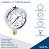 SENCTRL 0-600 Psi Glycerin Liquid Filled Pressure Gauge, 2.5" Dial