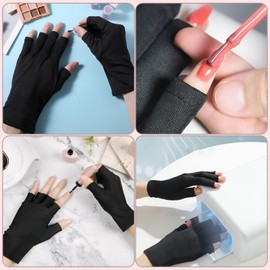 UV Protection Fingerless Gloves for Nail Lamp - Shield Skin from UV Rays - Ideal for Manicures, Nail Art - Professional Black Gloves for Safety and Style