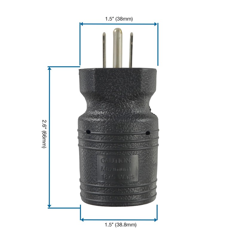 Conntek 30129 15A to 15/20A Plug Adapter ,Black