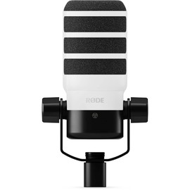 Rode PodMic Cardioid Dynamic Broadcast Microphone with WS14 PodMic Pop Filter - White