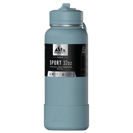 Hydrapeak 32oz Sport Insulated Water Bottle with Straw Lid, Leak & Spill Proof, Keeps Drinks Cold for 24 Hours, Hot for 12 Hours, Premium Stainless Steel Water Bottles (32oz, Agave Blue)
