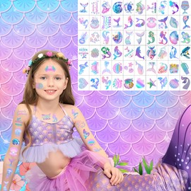 Mermaid Temporary Tattoos Stickers Under The Sea Themed Party Decorations Mermaid Themed Party Favors Supplies Accessories Under The Sea Themed Birthday Decorations Gift Idea For Kids Teen Boy Girl