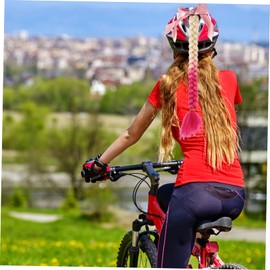 FRCOLOR Bow-helmet Decoration Creative Braid Wig Design Unisex Motorbike Helmet Ornament Cup Easy Installation Unique Gradient Color for Boys and Girls Adults Fits Types