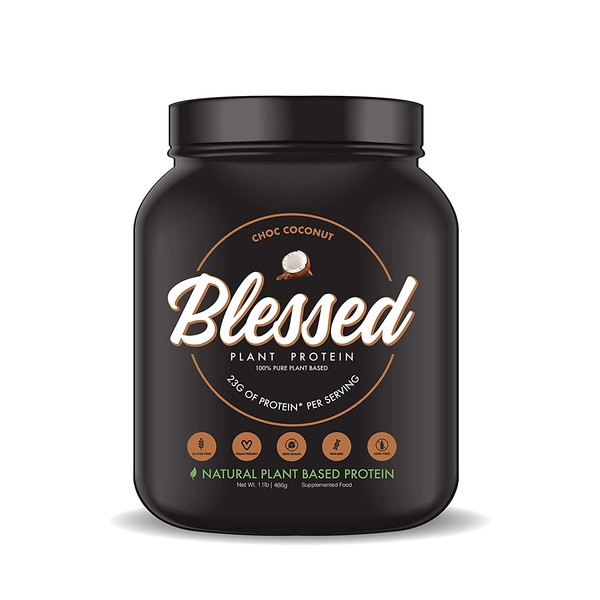 BLESSED Plant Based Protein Powder – 23 Grams, All Natural Vegan Protein, 1 Pound, 15 Servings (Chocolate Coconut)