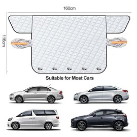 Mikiuly Sun Protection Car Windscreen Cover, Car Windscreen Cover, Car Frost Protection Cover for Sun, Ice, Frost, Dust, Snow, with 5 Large Magnets