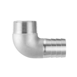Joywayus Stainless Steel Hose Fitting 90 Degree Elbow 1-1/4" Barb x 1" Male Pipe Water/Fuel/Air