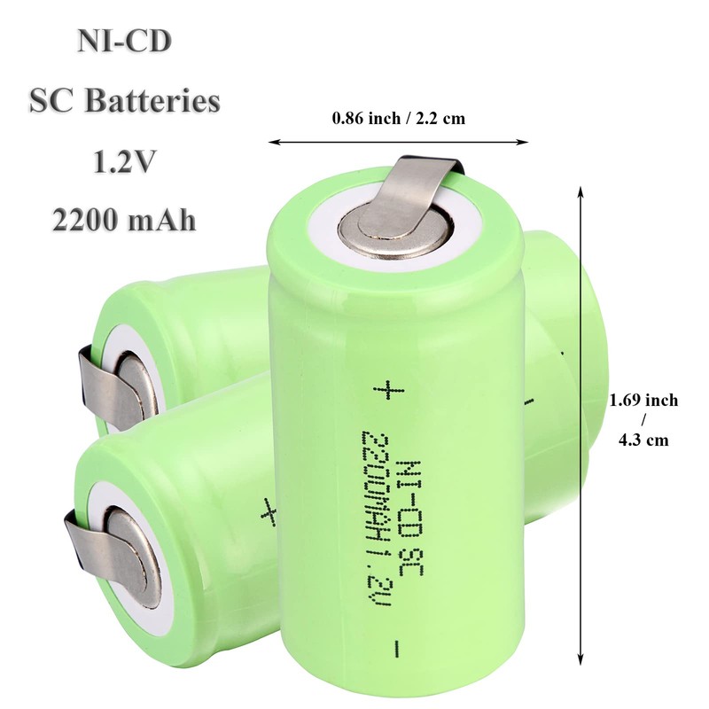 Odstore Ni-Cd 1.2V 2200MAH Rechargeable Battery Sub C SC Batteries