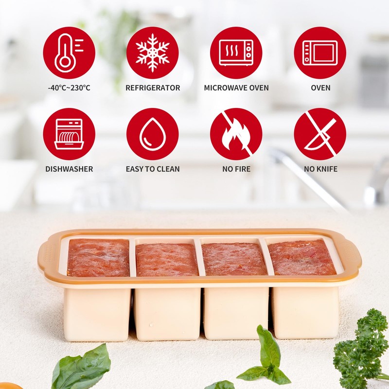 1 Cup Extra Large Silicone Ice Cube Freezing Trays with