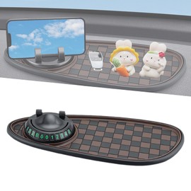 1 Pcs Car Anti Slip Mat Phone Holder, Multifunctional Car Anti Slip Mat, Strong Adsorption, Physical AntiSlip, Reusable for Phones, Keys and Gadgets (Black Brown Grid)