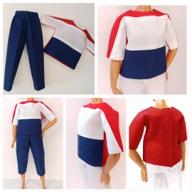 Dolls Basics 4th Of July Outfit For Curvy Doll Whith Blue Short Pants