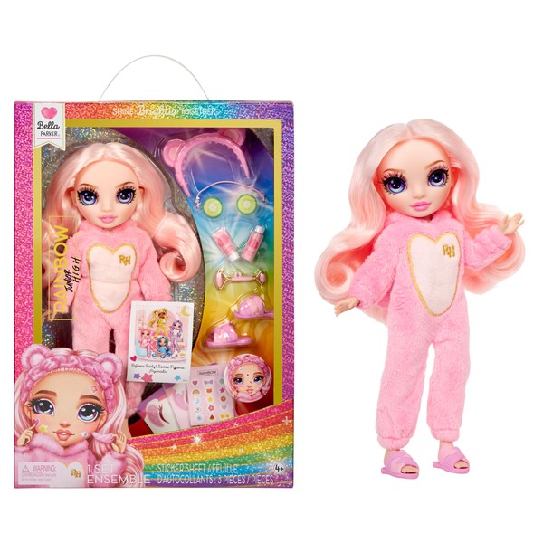 Rainbow High Junior High PJ Party - Bella (Pink) - 22 cm Doll with Soft Onesie, Slippers and Play Accessories - Children's Toy - Ideal for 4-12 Years