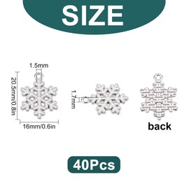 SUNNYCLUE 1 Box 40Pcs Alloy Enamel Snowflake Charms Winter Theme Christmas Dainty Dangle Pendants Bulk for Jewelry Making Charms Necklace Bracelet Ankle Earring DIY Crafting Finding Accessories