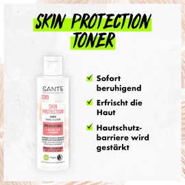 SANTE Naturkosmetik Skin Protection Toner with Probiotics, Organic Aloe Vera & Organic Almond, Nourishing Facial Toner, Vegan Face Care for Refreshed and Radiant Skin, 125 ml