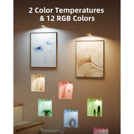 EZVALO Picture Lights for Wall with 2 Color Temps & 12 RGB,2000mAh Rechargeable Battery Painting Light,Dimmable Art Display Light with Remote Timer,Wireless Gallery Lights for Picture,Frame(3 Pack)