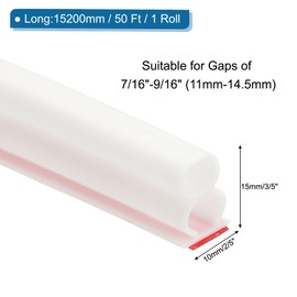 PATIKIL 50 Ft D Shape Rubber Seal Strip, 2/5" W x 3/5" T Self-Adhesive Extra Thick Rubber Door Weather Stripping for Large Gaps, Door Frame, Window Insulation, Soundproof, White/Red