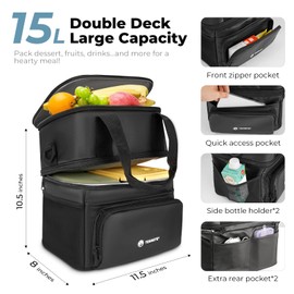 Terrete Insulated Lunch Box, Leakproof Cooler Bag for Men & Women, Black