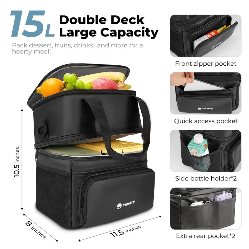 Terrete Insulated Lunch Box, Leakproof Cooler Bag for Men &
