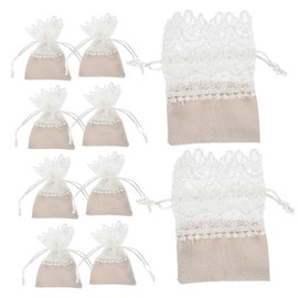 Operitacx 30pcs Lace Drawstring Jewelry Storage Pouches for Weddings Candy Bags and Travel Beige Cloth Bags for Beads and