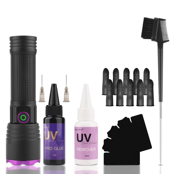 GlamorDove 3-5s Curing UV Lamp Hair Extension Kit 30g UV