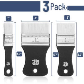 Bates- Flat Paddle Paint Brush Set, 3 Pack, Nylon Bristles Painting Brushes, Ergonomic Handle, Art Brushes for Acrylic Painting, Flat Paint Brush, Artist Paint Brushes for Acrylic Painting