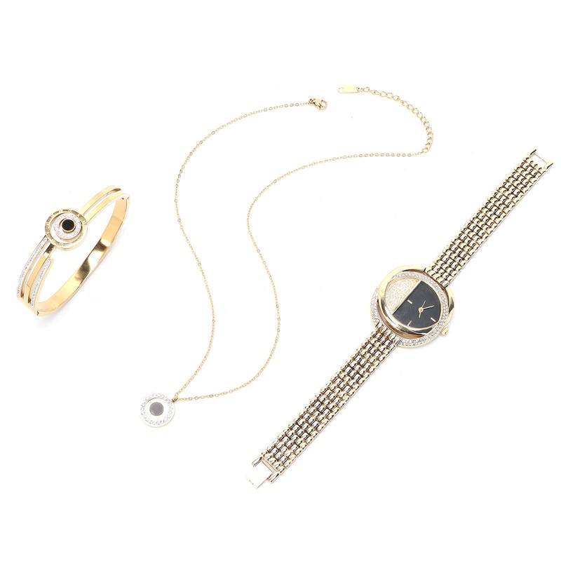 Business Style Women Watch Bracelet Necklace Set Anniversary Birthday Gift