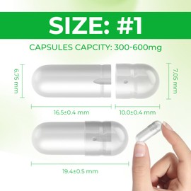 AngtaiJN Empty Vegan Capsules, 1 (1000 Pieces), Empty Capsules for Filling with 2 Micro Spoons, DIY Capsule Cases for Capsule Filler, Size 1