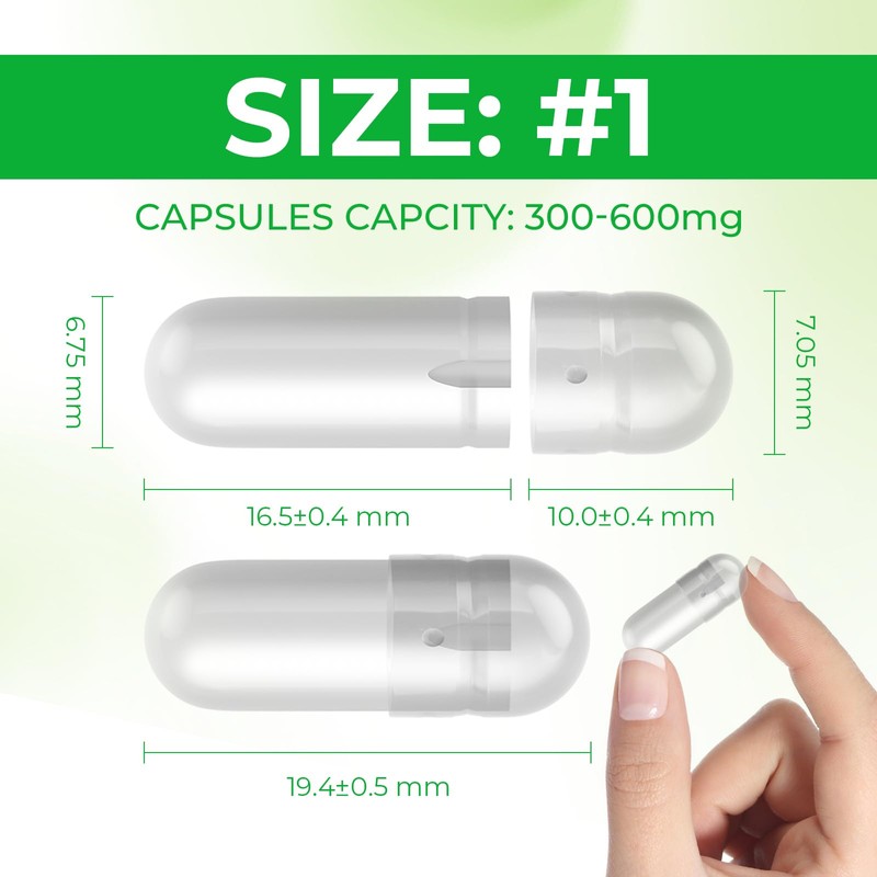 AngtaiJN Empty Vegan Capsules, 1 (1000 Pieces), Empty Capsules for