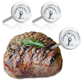 COM-FOUR® 3X Roasting Thermometer Made of Stainless Steel - Analogue Meat Thermometer - Grill Thermometer - Meat Needle - 7 cm (03 Pieces - Small)