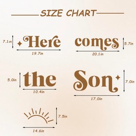 Here Comes The Son Baby Shower Party Decal Sign - Here Comes The Son Baby Shower Decor, Baby Shower Sign, Baby Shower Wall Decals (Brown)