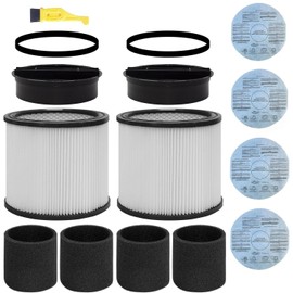 ECOMAID Replacement Filter For Shop Vac Filters 90304 90350 90333 Wet Dry Shop Vac Filter, for Most Wet/Dry Vacuum Cleaners 5 Gallon and Above (1 Replacement Filter + 1 Lids + 2 Foam Sleeve Filters)