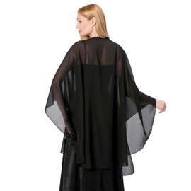 FUIPVGI Chiffon Scarves and Wraps for Evening Dresses, Lightweight Sheer Soft Scarf, Women's Festive Scarf for Evening Dress or Wedding Dress, Wedding Scarf, Summer Scarf for Women (Black), black