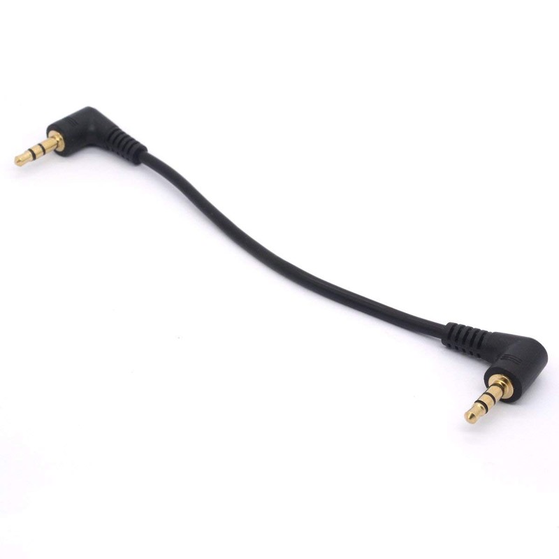 Short 3.5mm Right Angle Cable, Gold Plated 90 Degree 3.5
