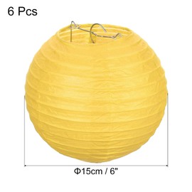 PATIKIL 6 Pcs Round Folding Hanging Lamp Shade for Wedding Home Party Festival Celebration 6 Pcs Yellow