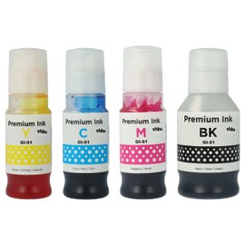 vhbw 4 x Refill Ink to Replace Canon GI-41M, GI-41Y, GI-51 Printers - Refill Set Dye Cyan, Dye Magenta, Dye Black, Dye Yellow