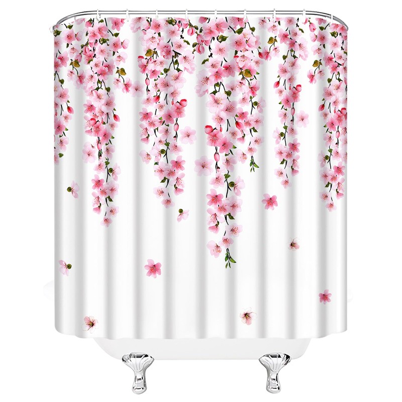 Cherry Blossom Shower Curtain Pink Flower Floral Weeping Vine Nature