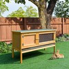 PawHut Wooden Rabbit Hutch Bunny Cage with Openable Waterproof Roof,