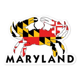 Lantern Press Sticker Maryland, Crab Flag, Die Cut Vinyl, (Waterproof Decal for Cars, Water Bottles, Laptops, Coolers), Small
