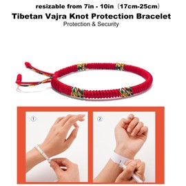 BUULIN Sacred Blessed Tibetan Monks Dorje Knot Protection Red Bracelet,Help Ward off Any Negative Energy