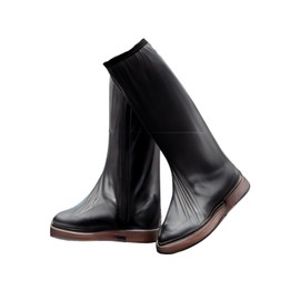 yacanova Shoe Cover, Waterproof, Long Leg Cover, Rain Cover, Rain Cover, Bicycle, Rainy Season, For Work or School Commutes, Lightweight, Foldable, Unisex, Black, 2XL