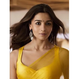 Accessorize Kingdom Women's Plain Pure Georgette Saree With Unstitched Blouse Piece (Rocky Aur Rani Ki Prem Kahani Alia Bhatt Saree) (Yellow)