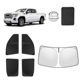 5pcs Car Window Shades for GMC Sierra 1500 2500 3500 (SLT, AT4, Denali) 2019-2025 Accessories,Windshield Side Rear Full Sunshade,Sun Visor UV Blocking, Privacy Protection for Camping Outdoor