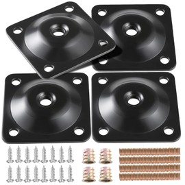 Leg Mounting Plates, 4 Sets Furniture Leg Attachment Plates, 5/16"(M8) Industrial Grade Flat Mounting T-Plates with Hanger Bolts, Screws, Strengthen Weak Furniture Repair Damaged Sofa Couch Seat
