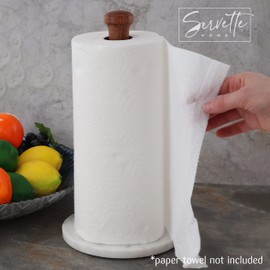 Wood and Marble Paper Towel Holder