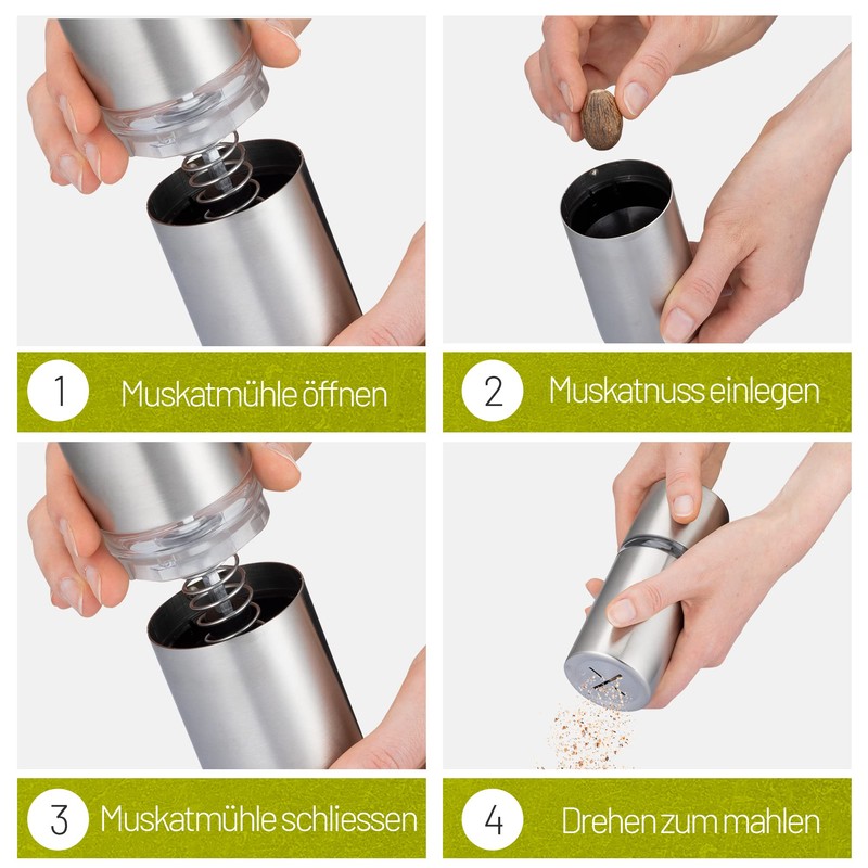 ZOLMER® Nutmeg Mill with Storage Container, Extra Sharp Grinder for