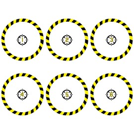 Libima 6 Pcs Objective Point Markers PVC Round Objective Marker Black and Yellow Gaming Accessory, Miniature Not Included