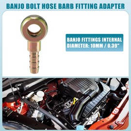 A ABSOPRO Universal Banjo Bolt 10mm ID 8mm OD Banjo Bolt Hose Barb Fitting Adapter Replacement for Motorcycle Car Metal Bronze Tone