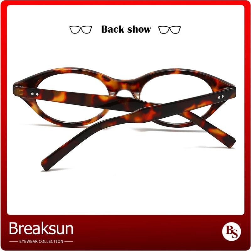 Breaksun Retro Oval Glasses for Women Men Small Face Cat-eye